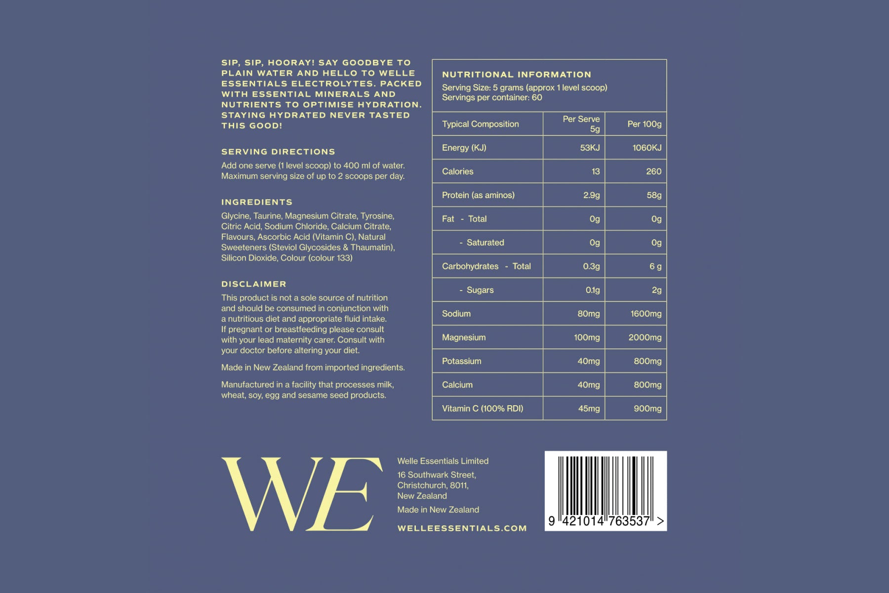 Electrolytes - Blueberry Lemonade - Welle Essentials